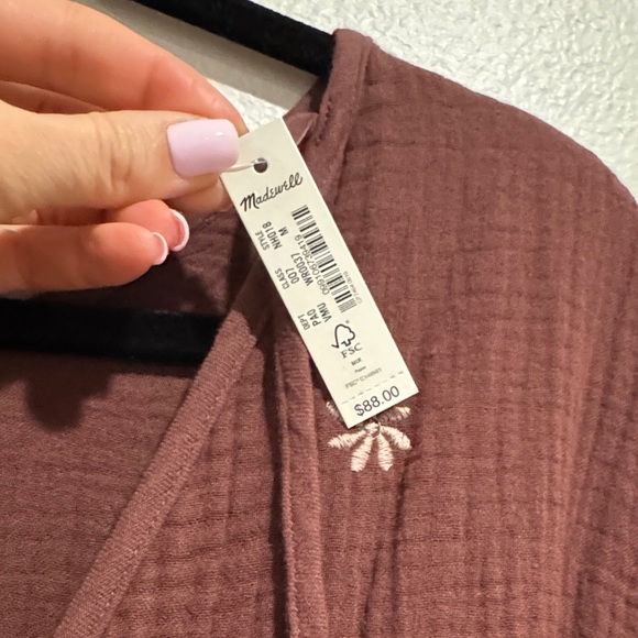 Madewell Maroon Floral Peplum Long-Sleeve Tunic - Picture 3 of 5